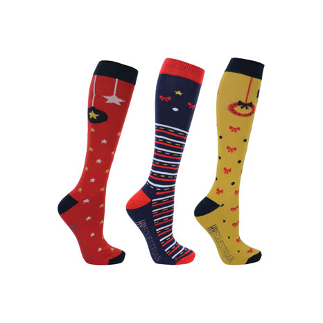 Hy Equestrian Christmas Decorations Socks (Pack of 3)