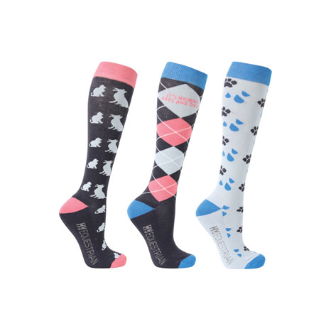 Hy Equestrian It’s Raining Cats and Dogs Socks (Pack of 3)