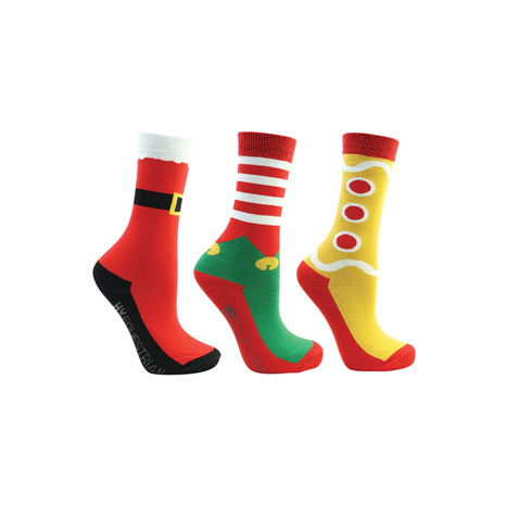 Hy Equestrian Children's Festive Feet Christmas Socks (Pack of 3)